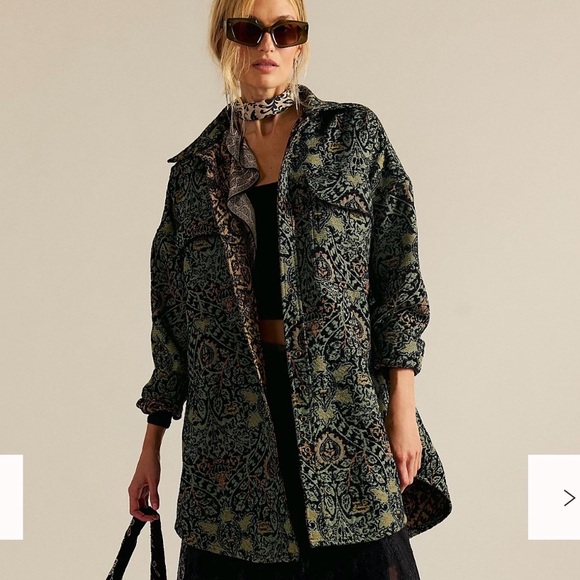 We The Free Jackets & Blazers - Free People We The Free Tapestry Fog Jacquard Shirt Jacket XS Boho Oversized